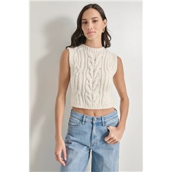 CHUNKY CABLE MOCK NECK VEST
