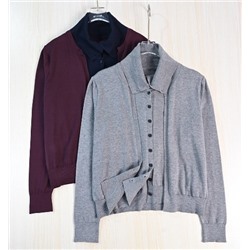 Женская имитация двухсекционного кардигана с воротником на пуговицах  CO*S