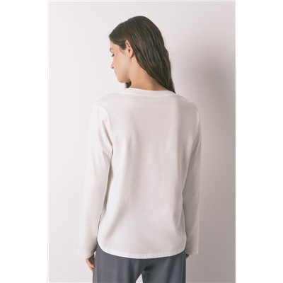 Camiseta manga larga 100% algodón blanco