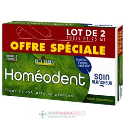 Boiron Homéodent - Soin Blancheur - Goût Chlorophylle - Dentifrice 2x75 mlLot  × 2