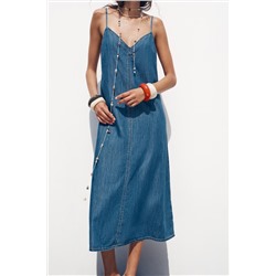 Z1975 DENIM STRAPPY MIDI DRESS