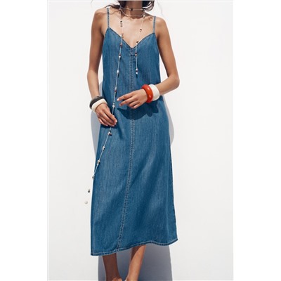 Z1975 DENIM STRAPPY MIDI DRESS
