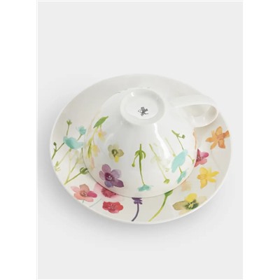 Чашка с блюдцем, 400 мл, Лесные цветы