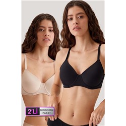 Pierre Cardin2'li Ekonomik Paket Siyah-ten 6224 Barcelona Desteksiz Toparlayıcı Micro Sütyen Set D Cup Seçeneği