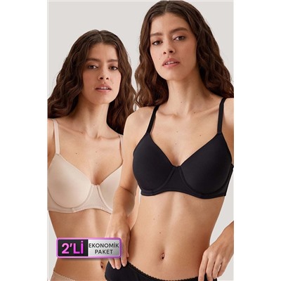 Pierre Cardin2'li Ekonomik Paket Siyah-ten 6224 Barcelona Desteksiz Toparlayıcı Micro Sütyen Set D Cup Seçeneği