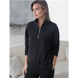 Джемпер с воротом на молнии из футера двухнитки с эластаном