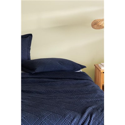 Triangle King Size %100 Pamuk Yatak Örtüsü - Lacivert - Lüks Koleksiyon