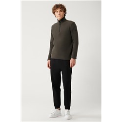 Antrasit Dik Yaka Soğuğa Dayanıklı Yarım Fermuarlı Regular Fit Standart Kesim Polar Sweatshirt