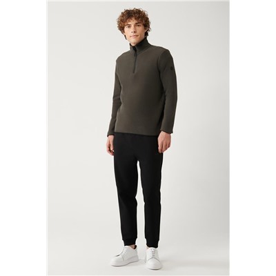 Antrasit Dik Yaka Soğuğa Dayanıklı Yarım Fermuarlı Regular Fit Standart Kesim Polar Sweatshirt