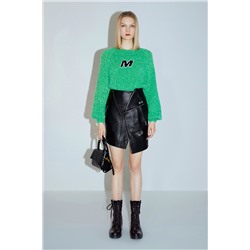 Minifalda de piel de talle alto Negro