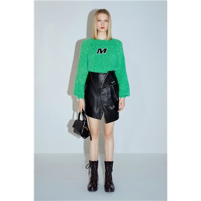 Minifalda de piel de talle alto Negro
