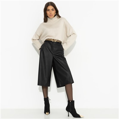 Кюлоты из экокожи, Неожиданный подарок (black)