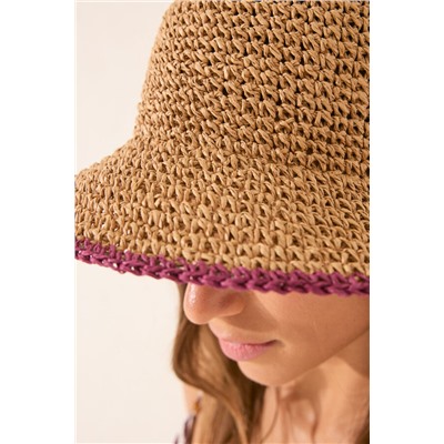 Sombrero efecto raffia beige
