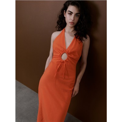 Midikleid aus Leinenmischung