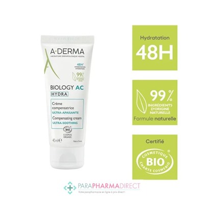 A-Derma Biology AC Hydra Crème Compensatrice Ultra Apaisante BIO 40ml