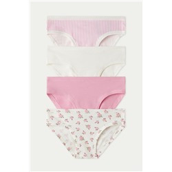 Baumwollslips mit Musterprint im 4er-Pack