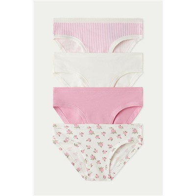 Baumwollslips mit Musterprint im 4er-Pack