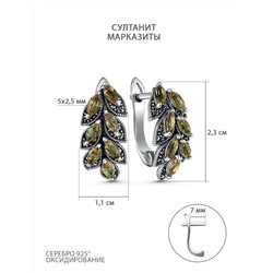Серьги из чернёного серебра с султанитами и марказитами 925 пробы HE1753-ZN-LK