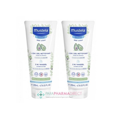 Mustela Peau Normale 2en1 Gel Nettoyant Corps et Cheveux 2x200mlLot  × 2