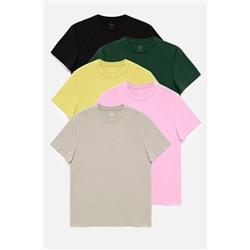Avva Erkek 5'li %100 Pamuk Bisiklet Yaka Standart Fit Normal Kesim T-shirt E001021