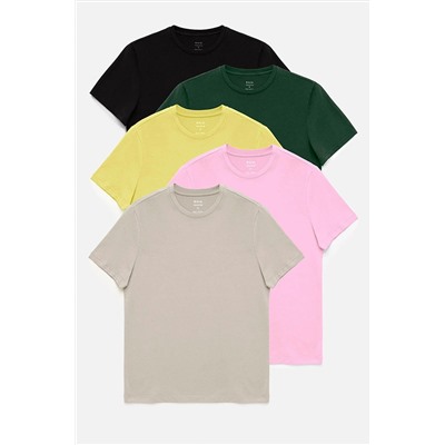 Avva Erkek 5'li %100 Pamuk Bisiklet Yaka Standart Fit Normal Kesim T-shirt E001021