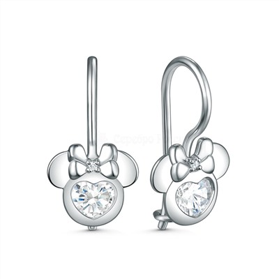 Серьги детские из серебра с фианитами родированные - Мышки S2180571010 р