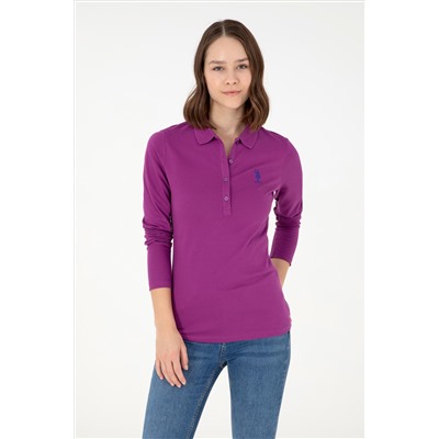 Kadın Menekşe Basic Polo Yaka Sweatshirt