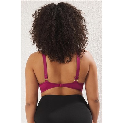 Mor Derin V Büzgülü Büyük Beden Bikini Üstü TBBSS23CT00011