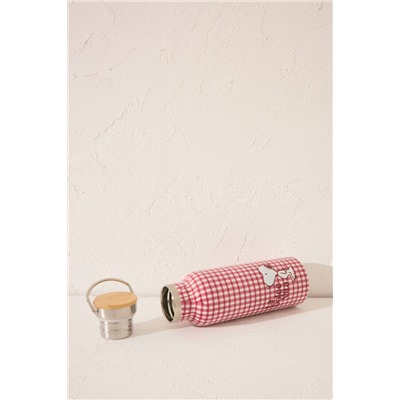 Botella Snoopy cuadros vichy rojo
