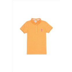 Kız Çocuk Turuncu Basic Polo Yaka Tişört