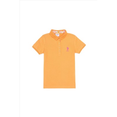 Kız Çocuk Turuncu Basic Polo Yaka Tişört