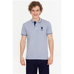 Erkek Gri Melanj Polo Yaka T-Shirt Basic