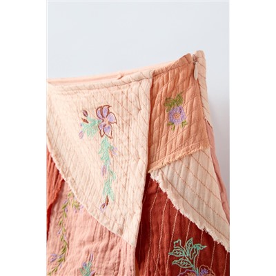 EMBROIDERED PATCHWORK SKIRT