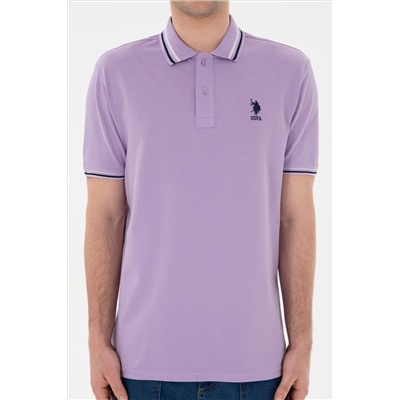 Erkek Regular Fit Polo Yaka Lila Basic Tişört