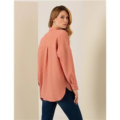 Pembe Oversize Uzun Kollu Gömlek