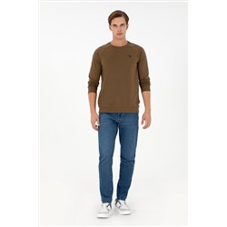 Erkek Haki Basic Sweatshirt