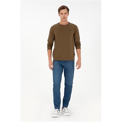 Erkek Haki Basic Sweatshirt