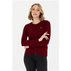 Kadın Bordo Basic Triko Hırka