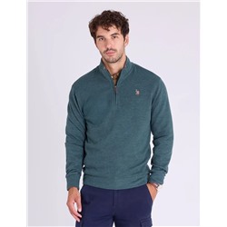 1/4 ZIP MOCK NECK FLATBACK PULLOVER
