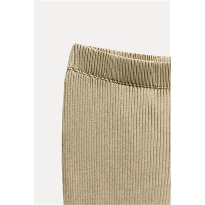 WASHED EFFECT RIBBED BELL BOTTOM TROUSERS
