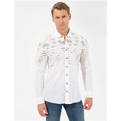 Yeşil Slim Fit Uzun Kollu Gömlek