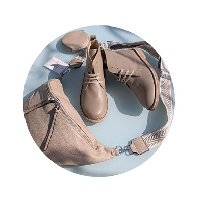 КОМБО испанские Ботинки - Дезерты от AB. ZAPATOS 2619 +итальянская сумка PELLE- PAOLO BAGS 397 (450) TAUPE АКЦИЯ