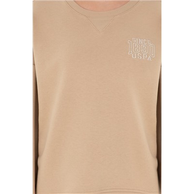 Kadın Kum Bisiklet Yaka Sweatshirt