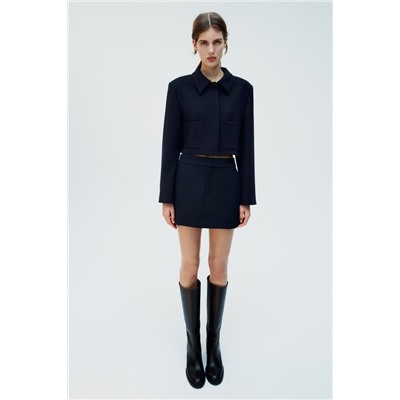 SHORT BLAZER WITH SHIRT COLLAR
