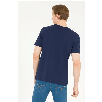 Erkek Lacivert Bisiklet Yaka T-Shirt