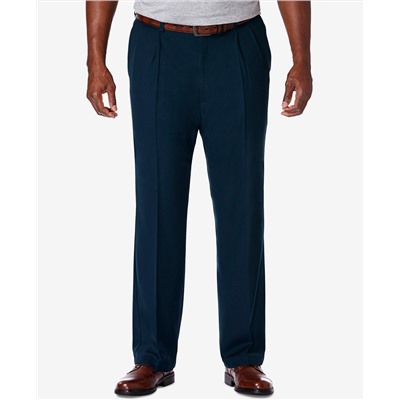 Haggar Men's Big & Tall Cool 18 PRO Classic-Fit Expandable Waist Pleated Stretch Dress Pants