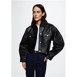 Chaqueta efecto piel corta -  Mujer | MANGO OUTLET Melilla