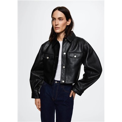 Chaqueta efecto piel corta -  Mujer | MANGO OUTLET Melilla