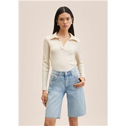 Bermudas vaqueras bajo deshilachado -  Mujer | MANGO OUTLET Melilla