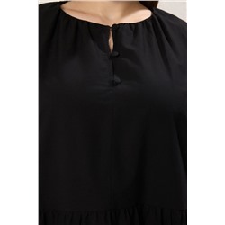 Siyah Düğmeli Poplin Dokuma Büyük Beden Elbise TBBSS25AH00161